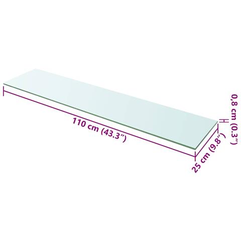 Mensole In Vetro Trasparente 2 Pz 110x25 Cm - Foto 4