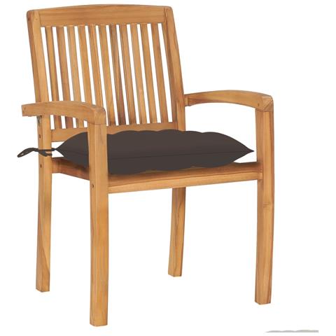 Lusso Casadino -  Sedie Da Giardino 2 Pz Cuscini Grigio Talpa In Teak Massello - Foto 1