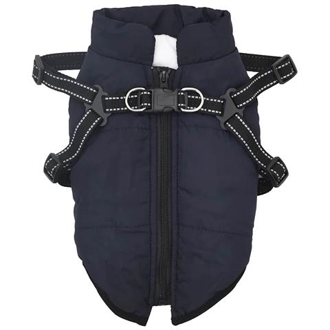 Cappotto Cani Imbracatura Impermeabile Riflettente Blu Navy L32 - Foto 2