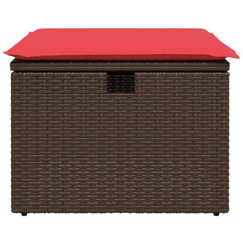 Sgabello Giardino con Cuscino Marrone 55x55x37 cm in Polyrattan - Foto 2