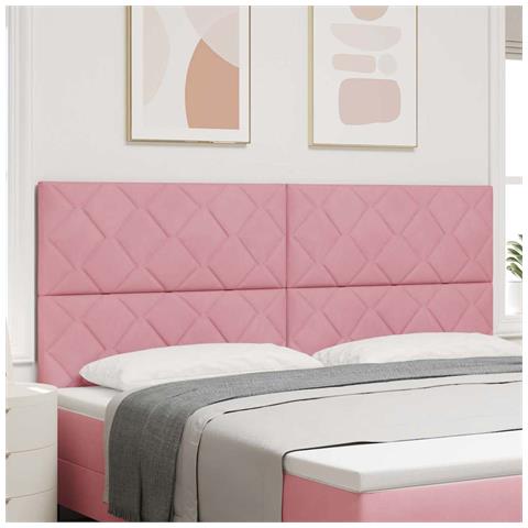 Testiera a blocchi di diamante rosa 200 cm velluto - Foto 2