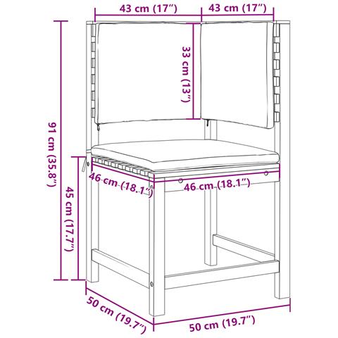 Poltrona d'angolo con cuscini in legno massello di acacia - Foto 9