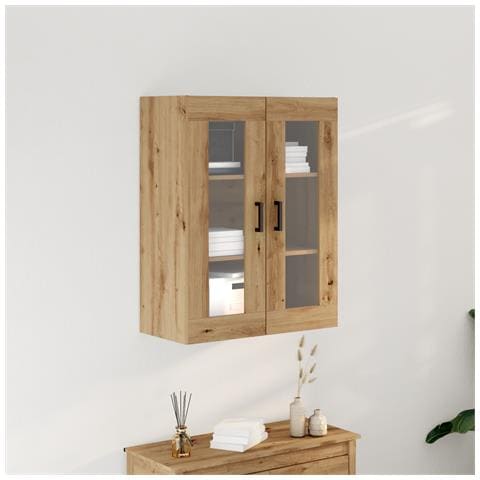 Armadio a Muro con Porte in Vetro Rovere Artigianale 69.5x34x90 cm - Foto 2