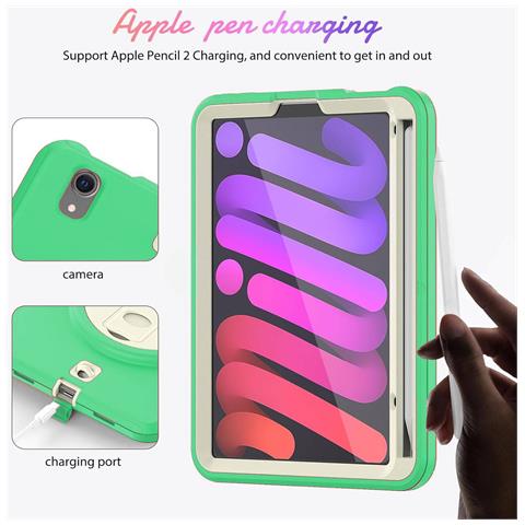 Custodia Per Ipad Mini 6 8.3"" Con Supporto E Tracolla Verde - Foto 4