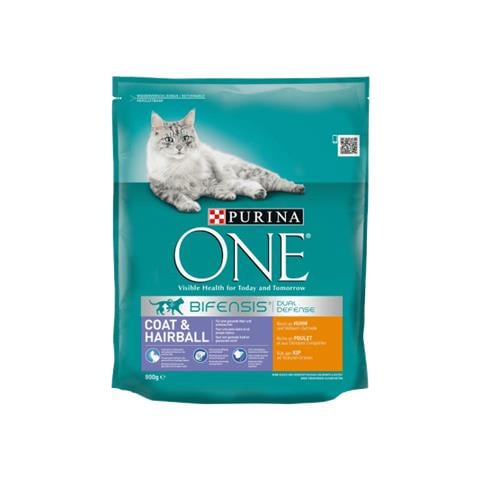ONE COAT & HAIRBALL RICH IN CHICKEN cibo secco per gatti 800 g Adulto Pollo - Foto 1
