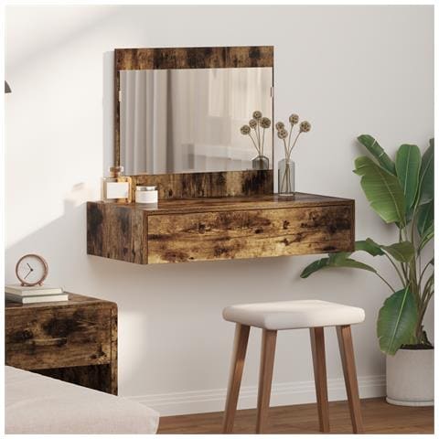 Tavolo da Toeletta Appeso al Muro Rovere Affumicato 83x40x70 cm - Foto 2