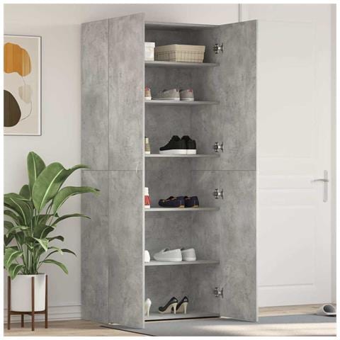 Mobile per scarpe Grigio 80 x 35.5 x 180 cm Legno multistrato - Foto 2