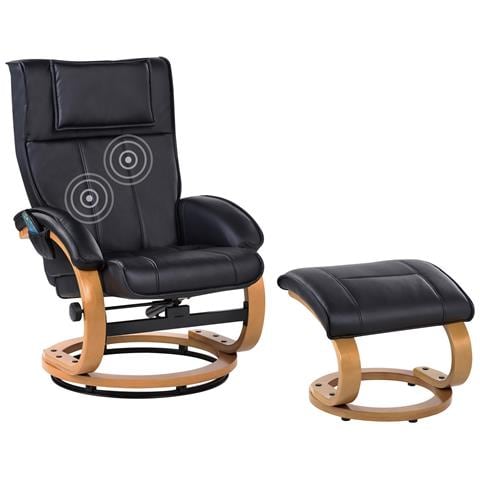 Poltrona Massaggiante Majestic Con Poggiapiedi Pelle Sintetica Nero - Foto 2