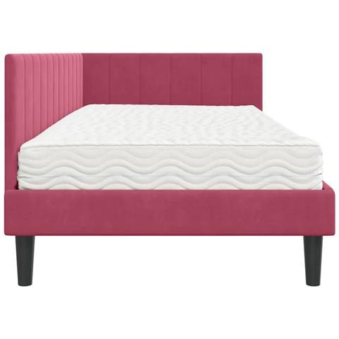 Cornice del letto ad angolo Rosso vino 100 x 200 cm Velluto - Foto 9