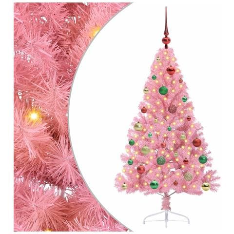 Albero di Natale artificiale con luci integrate Rosa 150 cm PVC - Foto 1