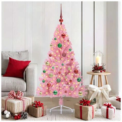 Albero di Natale artificiale con luci integrate Rosa 150 cm PVC - Foto 2