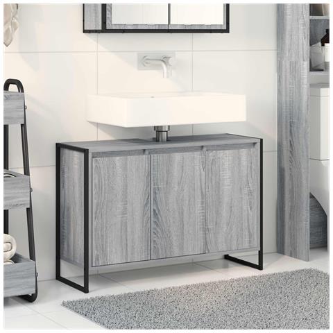 Mobile da Bagno Grigio Sonoma 90 x 30 x 60 cm Legno multistrato - Foto 2