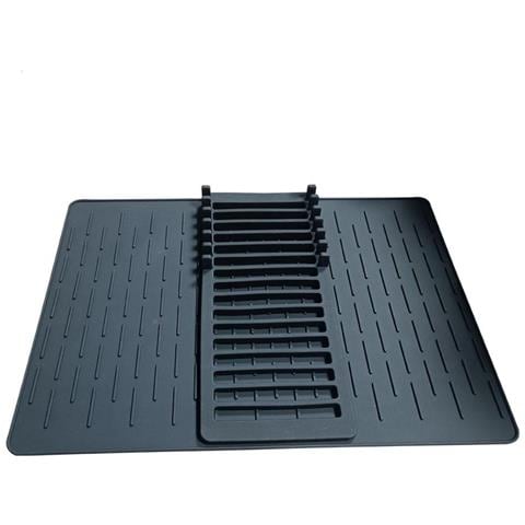 Scolapiatti In Silicone Pieghevole: Tappetino Asciugapiatti E Scolapiatti Salvaspazio Black - Foto 1
