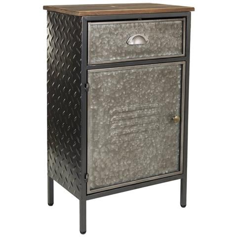 Comodino In Metallo E Legno 1 Cassetto E 1 Porta 42x28x70,5 - Foto 1