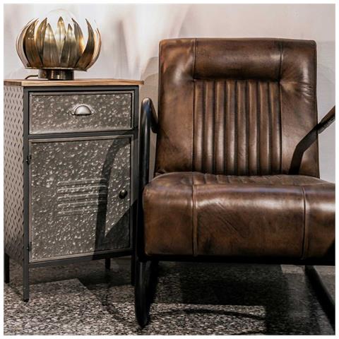 Comodino In Metallo E Legno 1 Cassetto E 1 Porta 42x28x70,5 - Foto 2