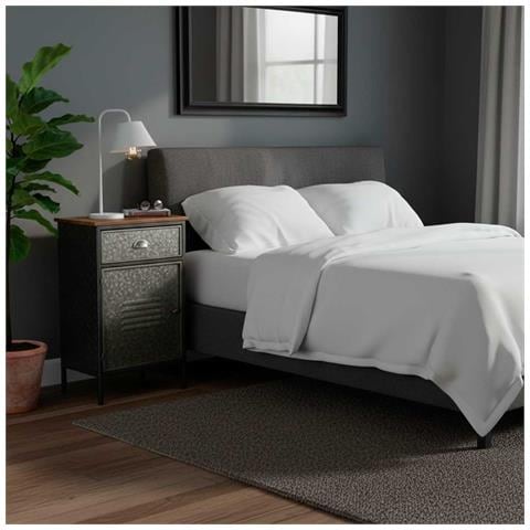 Comodino In Metallo E Legno 1 Cassetto E 1 Porta 42x28x70,5 - Foto 8