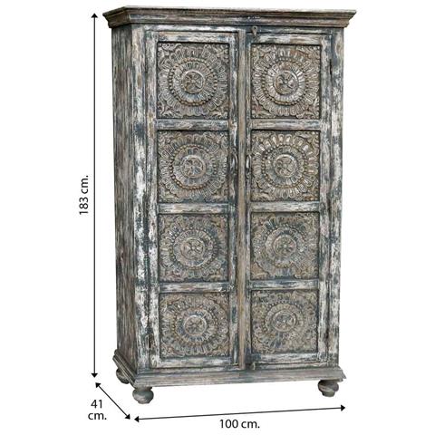 Armadio In Legno Grigio Artigianale 100x41x183h Cm - Foto 8