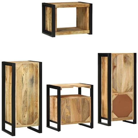 Set di mobili per il bagno 4 pcs Legno di mango massello - Foto 9