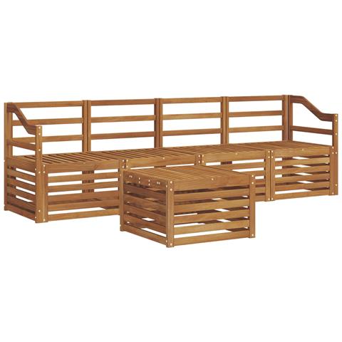 Set divani 5 pcs Naturale Legno di Acacia Massello - Foto 1