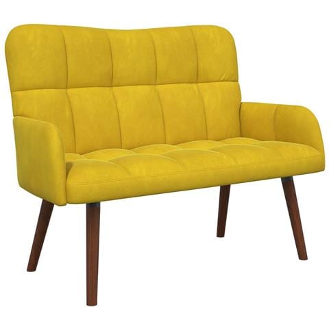 Sofa a Due Posti Giallo 115 x 61 x 87 cm Velluto - Foto 1