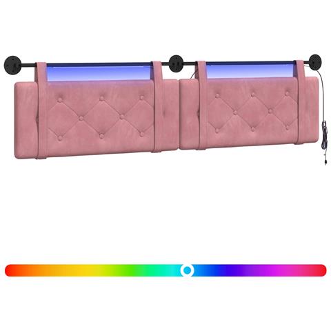 Testiera sospesa Con luce LED Rosa Velluto - Foto 1