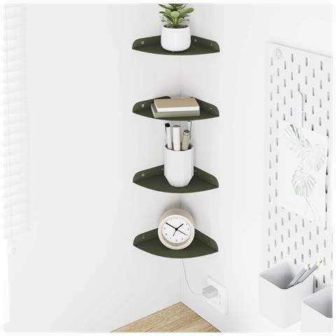 Mensola sospesa 4 pcs Verde oliva 15 x 15 x 2 cm - Foto 2