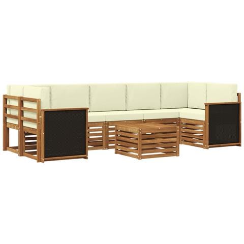 Set di divani da esterno con cuscino 8 pcs Naturale e Crema - Foto 1