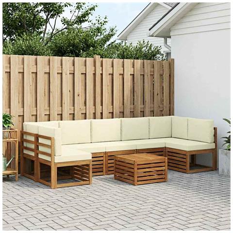 Set di divani da esterno con cuscino 8 pcs Naturale e Crema - Foto 2