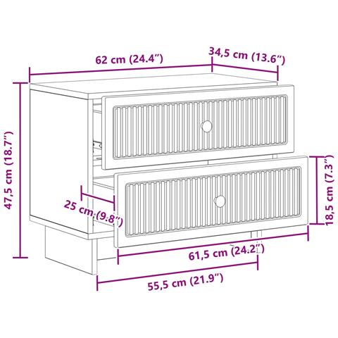 Armadio da Notte con cassetto Rovere Sonoma 62 x 34,5 x 47,5 cm - Foto 9