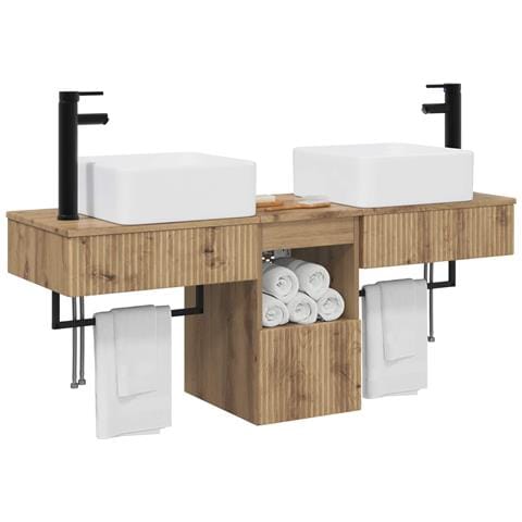 Set di Armadi da Bagno 3 pz Rovere Artigianale 53 x 35 x 39 cm - Foto 2
