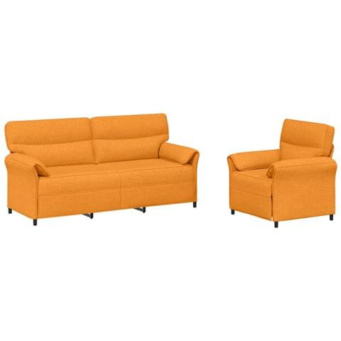 Set di divani 2 pz Giallo Scuro Tessuto - Foto 1