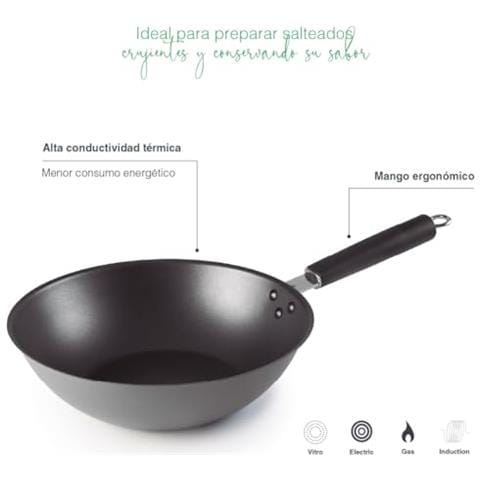 63733 - Wok Basic, wok in ferro 100% naturale con rivestimento antiaderente a tre strati - Foto 3