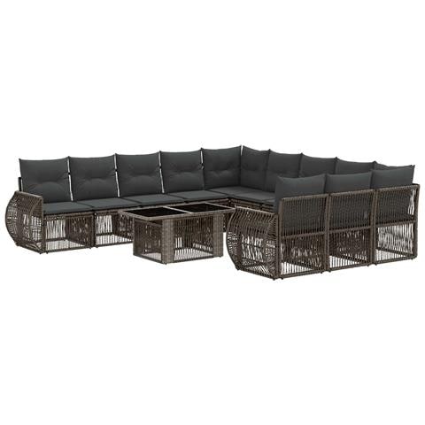 Set Divano da Giardino 12 pz Grigio e Grigio Scuro polyrattan - Foto 1