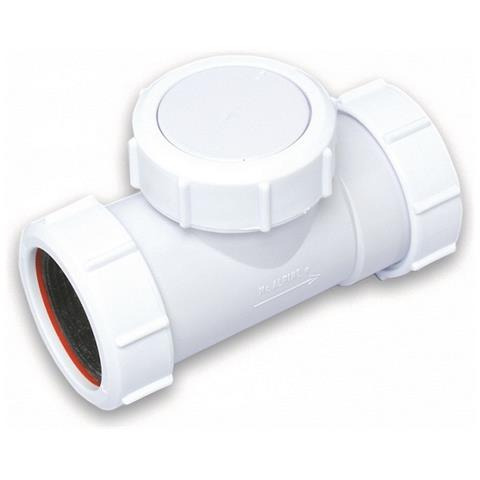 Valvola Antiritorno Con Ispezione, Valvola Antiritorno In Abs Bianco Per Tubi Diametro Esterno Mm. 40 Con Ispezione - Foto 1