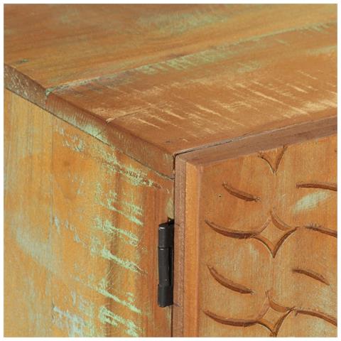 Mobile Porta Tv Intagliato 120x30x40 Cm In Massello Di Recupero - Foto 2