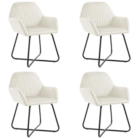 Sedie da Pranzo 4 pz Ocra in Velluto - Foto 1