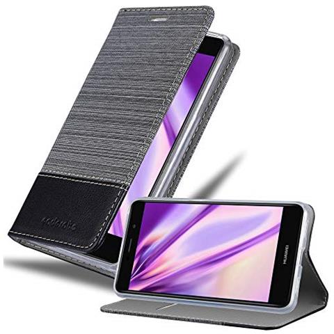 Custodia Compatibile Con Huawei Enjoy 7 Plus In Grigio Nero - Coperchio Protettiva Con Chiusura Magnetica, Funzione Stand E Tasca Per Le Carte - Foto 1
