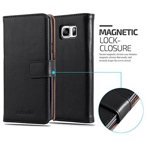 Custodia Compatibile Con Samsung Galaxy Note 5 In Nero Grafite - Coperchio Protettiva Con Chiusura Magnetica, Funzione Stand E Tasca Per Le Carte - Foto 2