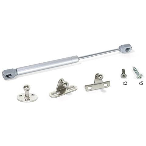 1274125 Set Di 10 Kit Braccetto Molla A Gas Forza 8kg Corsa 80mm Per Sollevare A Ribalta Le Ante Dei Mobili, Verniciato Alluminio, (10un) - Foto 1