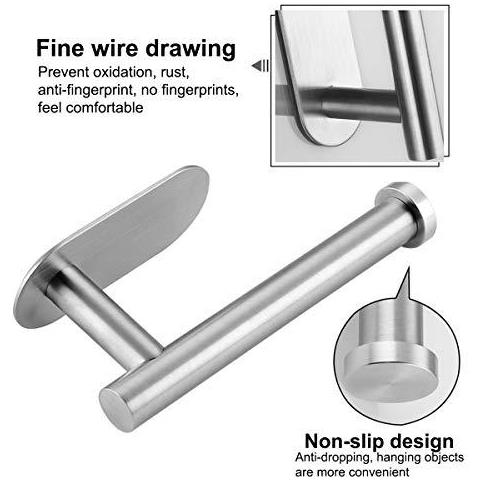 Porta Rotolo Supporto 3m Autoadesiva Perforatrice Per Carta In Acciaio Inox Spazzolato Per Cucina E Bagno Stick A Wall - Foto 2