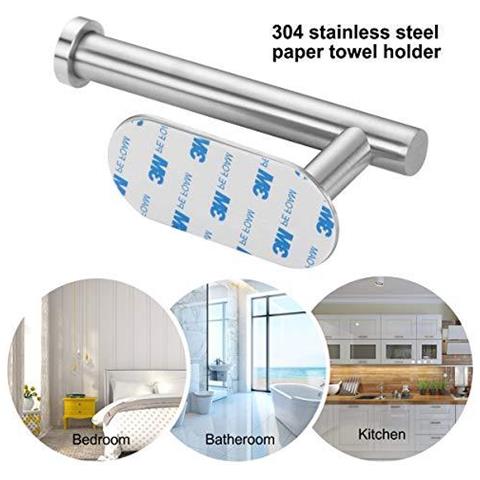 Porta Rotolo Supporto 3m Autoadesiva Perforatrice Per Carta In Acciaio Inox Spazzolato Per Cucina E Bagno Stick A Wall - Foto 4