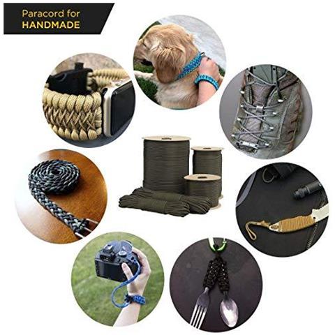 Paracord 550 7 Fili Di Tipo Iii Mil-spec Sopravvivenza Cable - 250kg Carico Di Rottura Verde Militare A 50 M - Foto 2