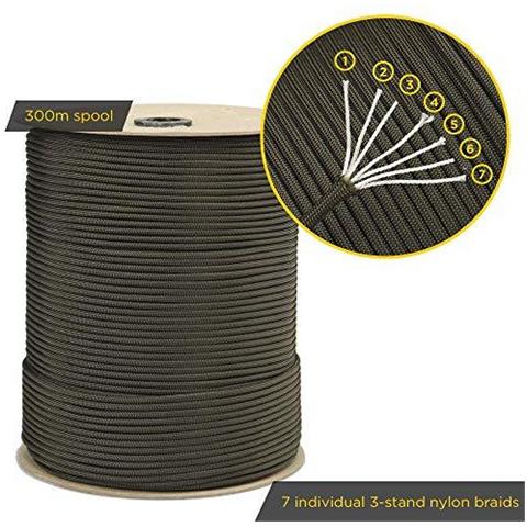 Paracord 550 7 Fili Di Tipo Iii Mil-spec Sopravvivenza Cable - 250kg Carico Di Rottura Verde Militare A 50 M - Foto 4