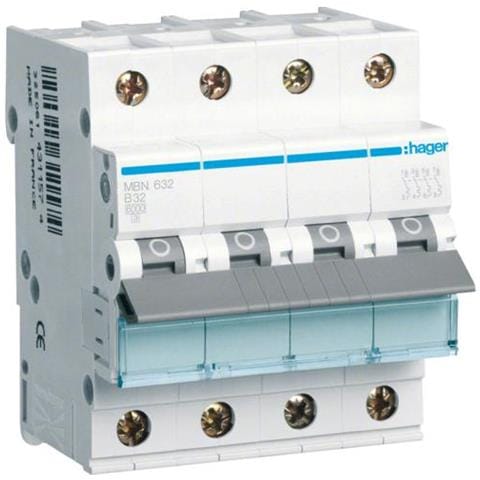 Mbn632. Nennstrom: 32 A. Typ: B-type, Module Menge (max) : 4 Modul (e). Breite: 70 Mm, Tiefe: 70 Mm, Hhe: 83 Mm (mbn632) - Foto 1
