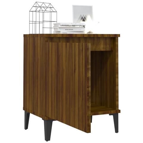 Comodino Con Gambe In Metallo Rovere Marrone 40x30x50 Cm - Foto 2