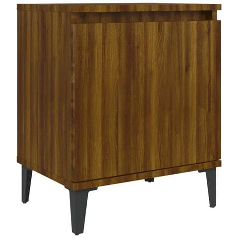 Comodino Con Gambe In Metallo Rovere Marrone 40x30x50 Cm - Foto 1