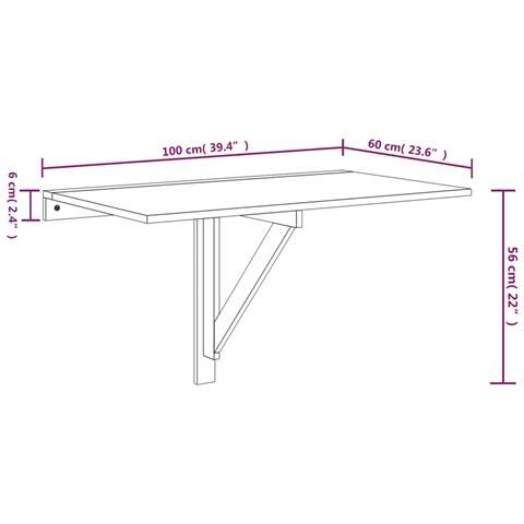 Tavolino Muro Pieghevole Grigio Sonoma 100x60x56 Cm Multistrato - Foto 2