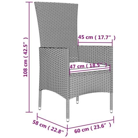 Set Da Pranzo Da Giardino 7 Pz Con Cuscini Beige In Polyrattan - Foto 9