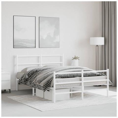 Giroletto Con Testiera E Pediera Metallo Bianco 140x200 Cm - Foto 3