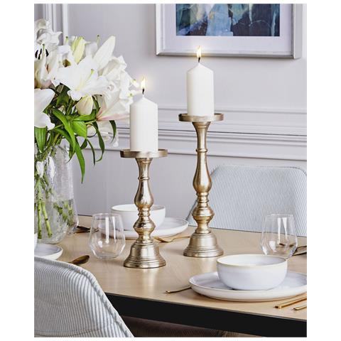 Set Di 2 Portacandele Metallo Oro Cuba - Foto 1